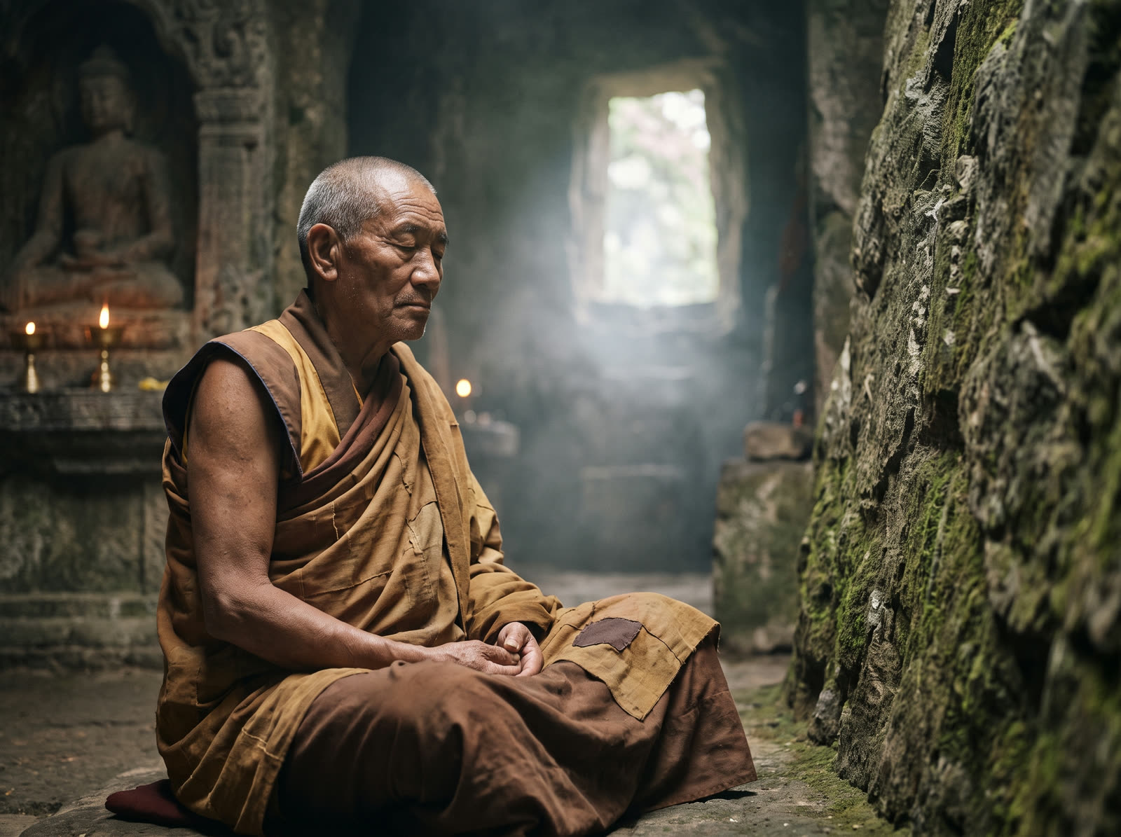 Meditierender buddhistischer Mönch im Stil der Bodhidharma-Legende