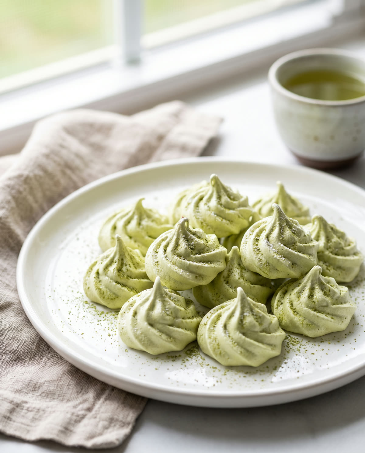 Matcha-Baiser (Meringue-Küsse)
