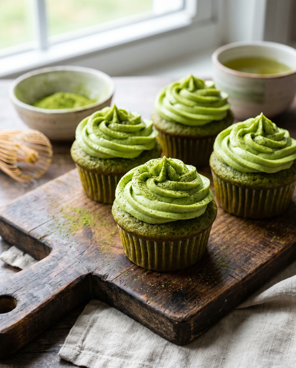 Matcha-Cupcakes mit Frischkäse-Frosting
