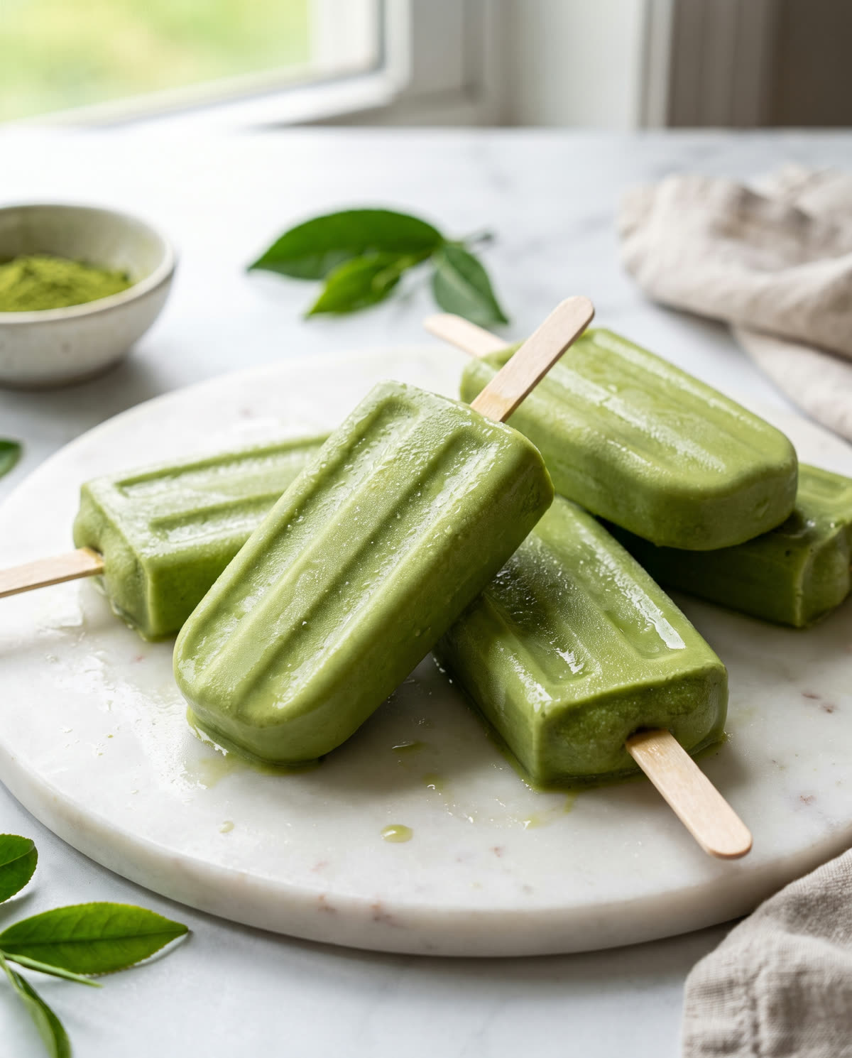 Matcha-Popsicles (Eis am Stiel)