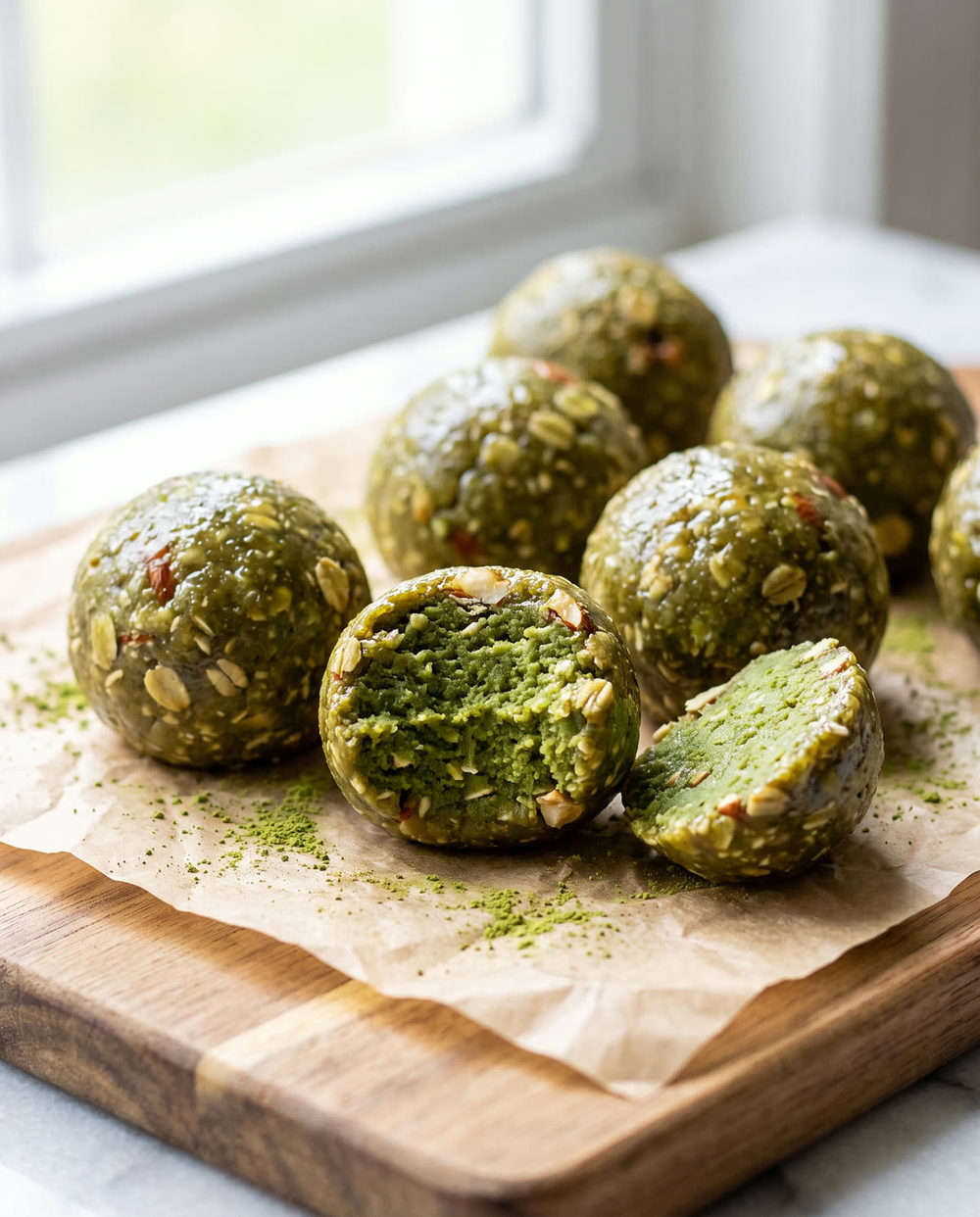 Matcha-Protein-Balls mit Mandelmus