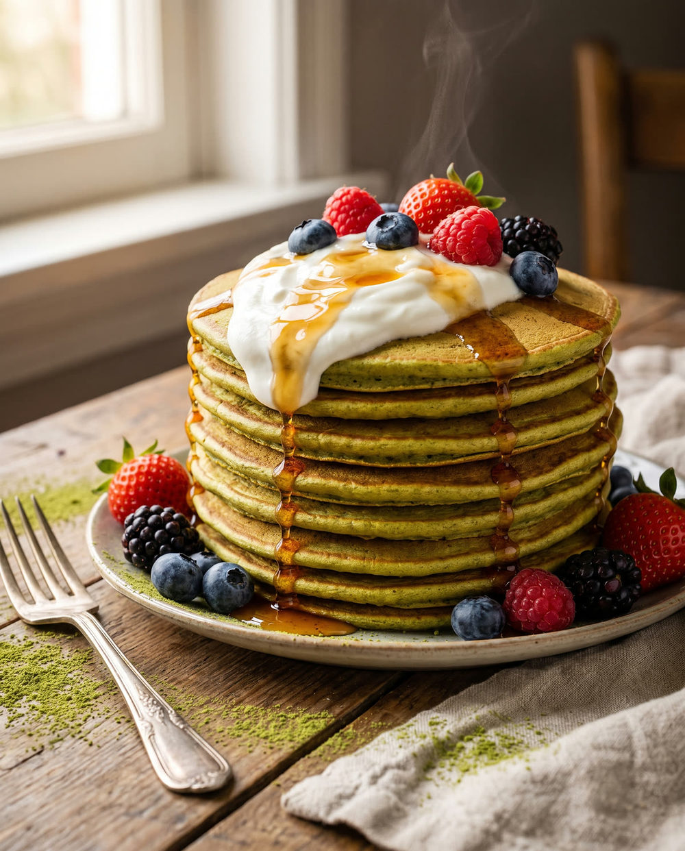 Matcha-Protein-Pancakes