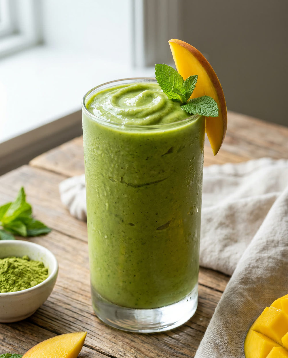 Matcha-Smoothie mit Banane & Mango